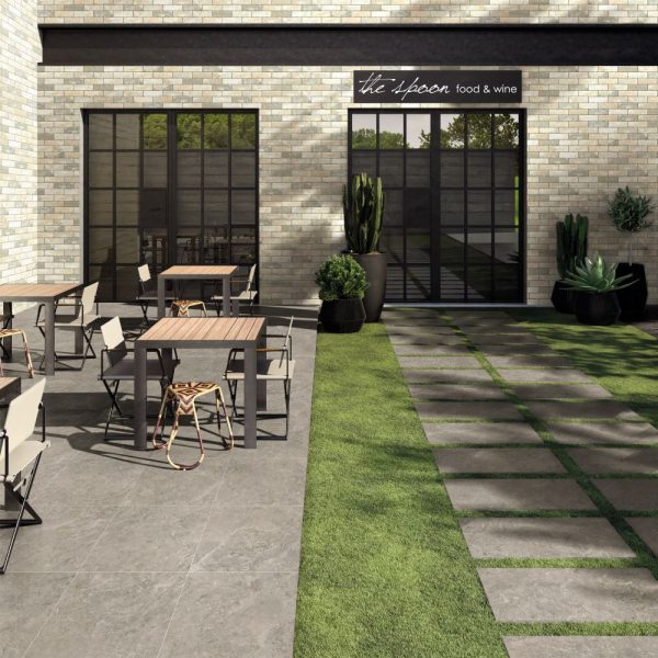 Travertine Vein Cut Grey Matt 600