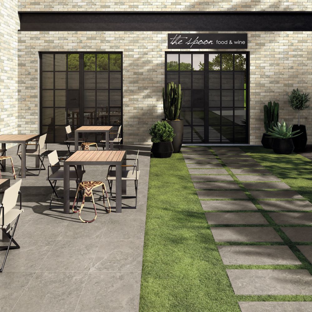 Travertine Vein Cut Grey Matt 600